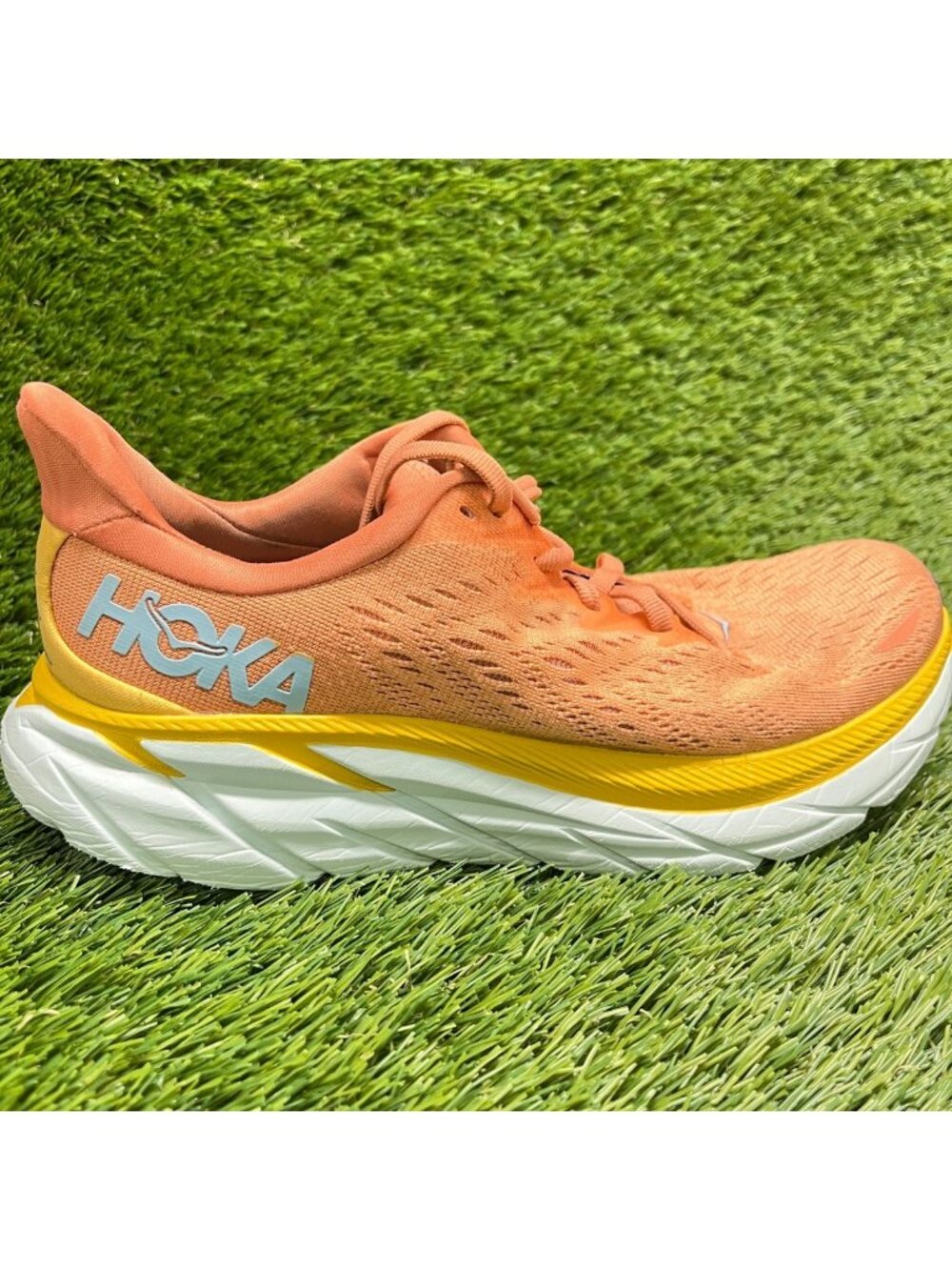 Hoka One One Clifton 8 Womens Size 7 Orange Athletic Running Shoes Sneakers